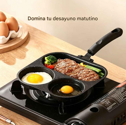 Sartén 3 en 1 de Hierro Fundido Antiadherente para Desayuno🍳🥩🥞