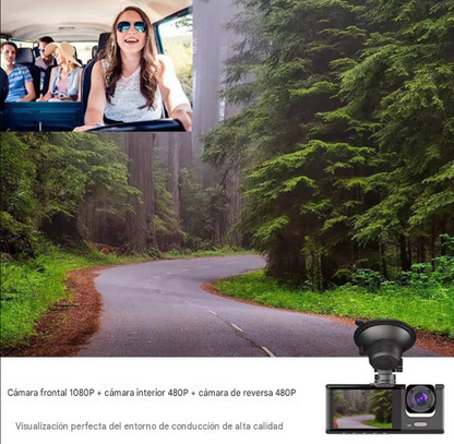 Cámara DVR Triple para Auto Full HD 1080P🚗🎥🛡️