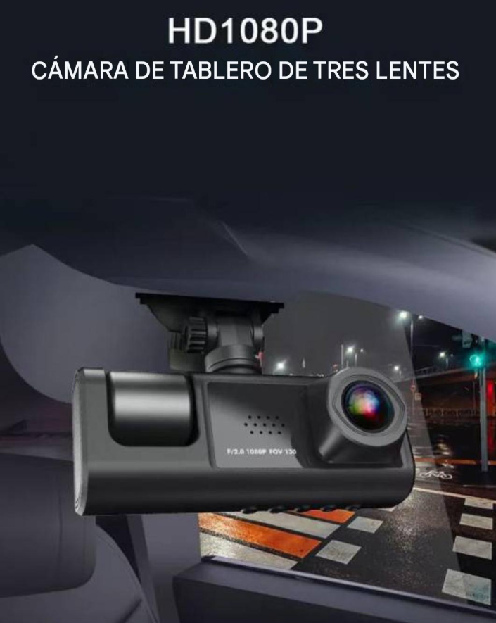 Cámara DVR Triple para Auto Full HD 1080P🚗🎥🛡️