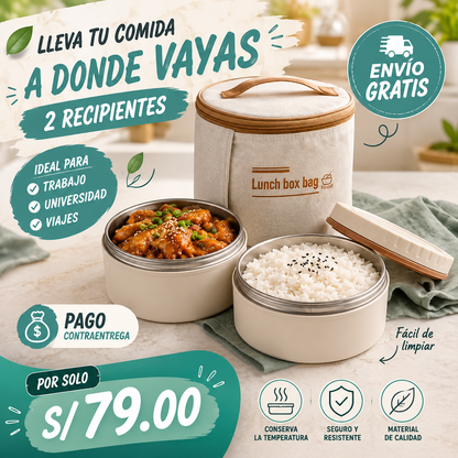 LunchBox Pro™ - Set de 2 Loncheras Herméticas Térmicas + Bolso Térmico 🍱