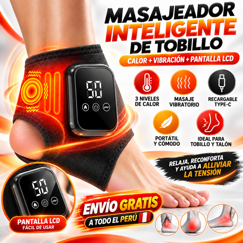 🔥 Masajeador Inteligente de Tobillo con Calor + Vibración | Pantalla LCD