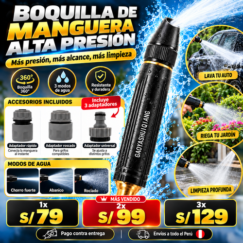 💦 Boquilla de Manguera de Alta Presión 3 en 1 | Más Potencia, Más Alcance