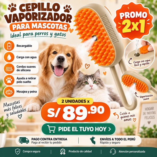 🐾 Cepillo Vaporizador para mascotas | 2X1 🐶🐱