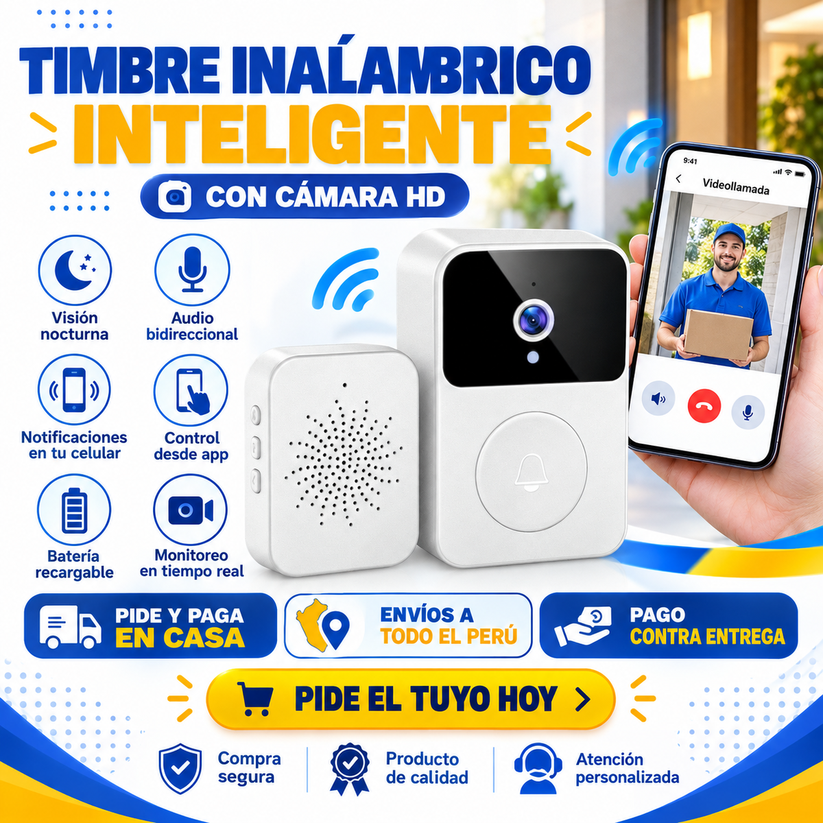 🏠📱Timbre Inalámbrico Inteligente con Cámara HD ✨