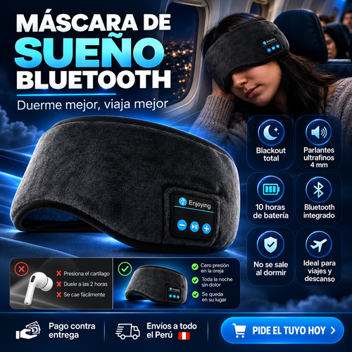 😴 Máscara de Sueño Bluetooth con Parlantes Ultrafinos | Descansa sin Audífonos