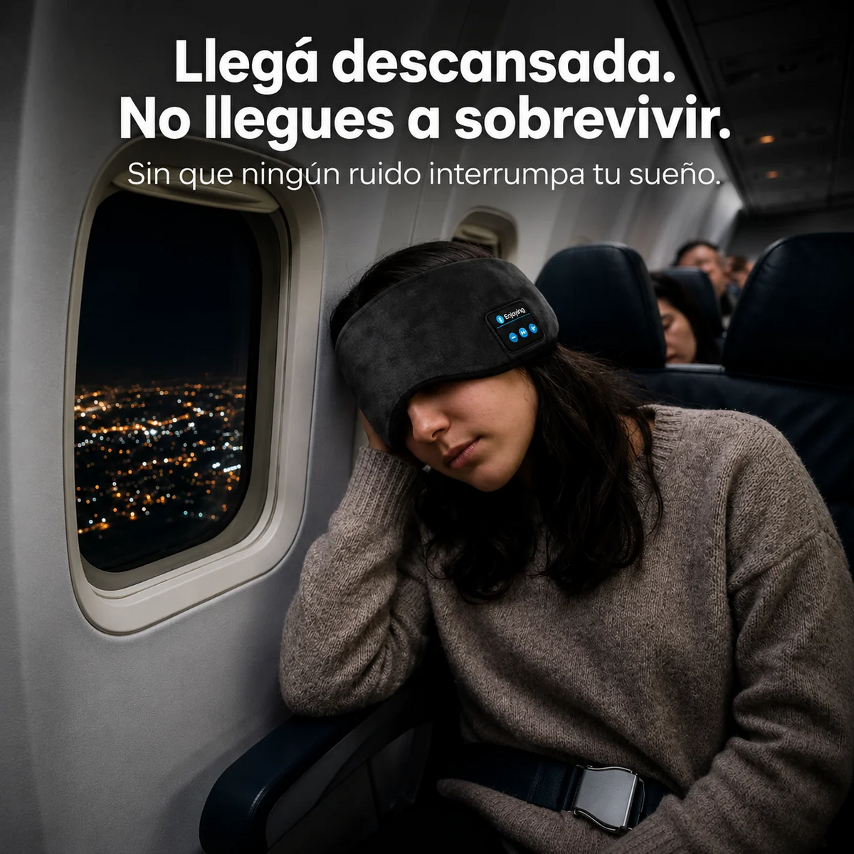 😴 Máscara de Sueño Bluetooth con Parlantes Ultrafinos | Descansa sin Audífonos